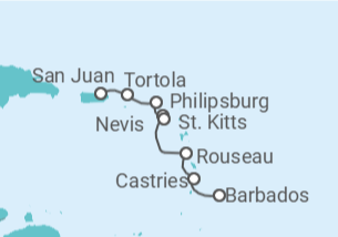 Itinerario del Crucero Santa Lucía, Saint Maarten, Islas Vírgenes - Reino Unido - Azamara