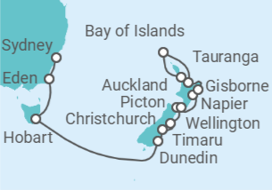 Itinerario del Crucero Desde Sydney (Australia) a Auckland (Nueva Zelanda) - Azamara