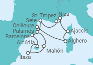 Itinerario del Crucero Navegando hacia la Riviera y las Islas Baleares - Silversea