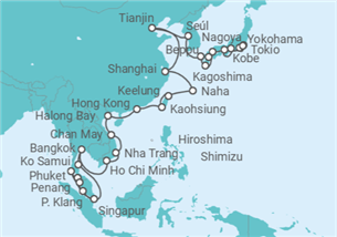 Itinerario del Crucero Gran Asia 2028 - Silversea