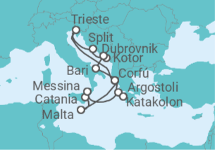 Itinerario del Crucero Islas Adriáticas y Mediterráneas - AIDA