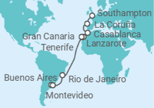 Itinerario del Crucero Pasaje Sudamericano - Princess Cruises
