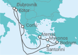 Itinerario del Crucero Noches estrelladas en Grecia y Croacia - Virgin Voyages