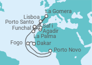 Itinerario del Crucero Exuberantes archipiélagos del Atlántico - Silversea