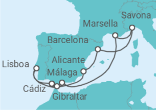 Itinerario del Crucero España, Portugal, Italia, Francia, Gibraltar - Costa Cruceros
