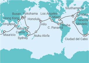 Itinerario del Crucero Vuelta al mundo 2028 - Cunard