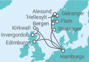 Itinerario del Crucero Reino Unido, Alemania, Noruega - Costa Cruceros