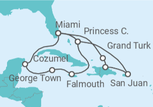 Itinerario del Crucero Vacaciones de aventura en el Caribe oriental/occidental - Princess Cruises