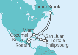 Itinerario del Crucero Aventurero del Caribe oriental y occidental - Princess Cruises