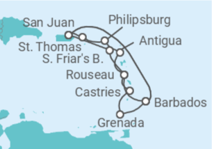 Itinerario del Crucero Islas Vírgenes - EEUU, Barbados, Puerto Rico, Saint Maarten, Antigua Y Barbuda, Santa Lucía - Princess Cruises
