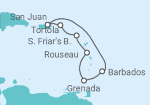 Itinerario del Crucero Caribe Sur con Barbados y Tórtola - Princess Cruises