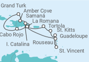 Itinerario del Crucero San Vicente e Islas Granadinas, Guadalupe, San Cristóbal Y Nieves, Islas Vírgenes, ... - Costa Cruceros