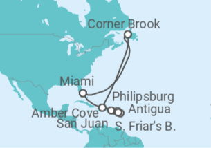 Itinerario del Crucero Caribe Oriental con San Cristóbal - Princess Cruises