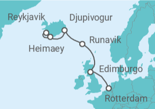 Itinerario del Crucero Islandia, Reino Unido - Holland America Line