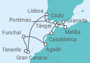 Itinerario del Crucero Europa: España, Marruecos y Portugal - NCL Norwegian Cruise Line