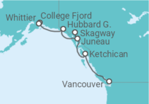 Itinerario del Crucero Viaje de los Glaciares - Princess Cruises