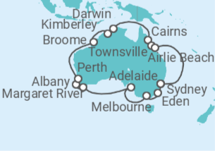 Itinerario del Crucero Vuelta a Australia - Princess Cruises