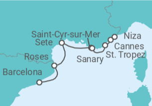 Itinerario del Crucero Delicia del Mediterráneo occidental - Seadream Yacht Club