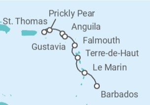 Itinerario del Crucero Islas de Barlovento y Sotavento - Seadream Yacht Club