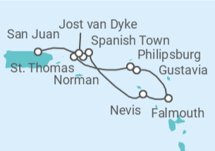 Itinerario del Crucero San Bartolomé y las joyas del Caribe - Seadream Yacht Club