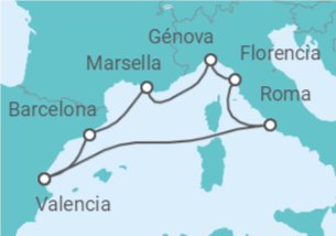 Itinerario del Crucero Italia, España - MSC Cruceros