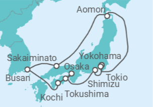 Itinerario del Crucero Viaje Completo a Japón Festivales de Verano desde Madrid - Princess Cruises