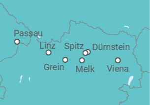 Itinerario del Crucero Tesoros del Danubio de Austria y la Ciudad de los tres Ríos - Riverside
