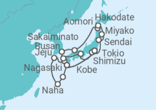 Itinerario del Crucero Espectaculares paisajes naturales de Japón  - Silversea