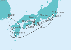 Itinerario del Crucero Viaje Completo a Japón con Fuegos Artificiales en Kumano desde Tenerife - Con vuelos - Princess Cruises
