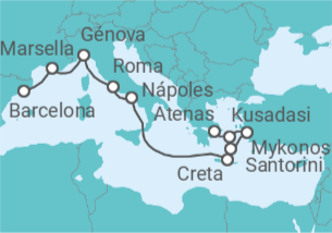 Itinerario del Crucero Mediterráneo con Islas Griegas e Italia - Princess Cruises