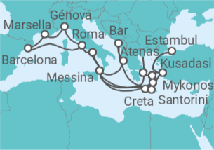 Itinerario del Crucero Lo Mejor del Mediterráneo - Princess Cruises