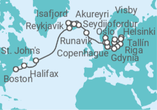 Itinerario del Crucero Gran Aventura del Norte de Europa - Princess Cruises