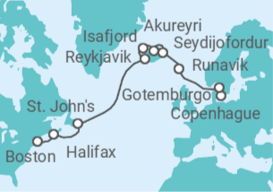 Itinerario del Crucero Explorador de Fuego y Hielo - Princess Cruises