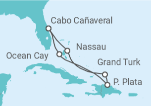 Itinerario del Crucero Caribe bañado por el sol - MSC Cruceros