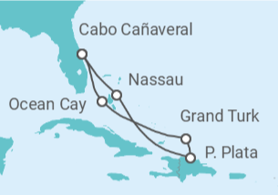 Itinerario del Crucero Caribe bañado por el sol - MSC Cruceros