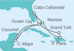Itinerario del Crucero Paraísos y ritmos caribeños - MSC Cruceros
