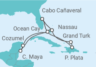 Itinerario del Crucero Paraísos y ritmos caribeños - MSC Cruceros