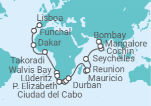 Itinerario del Crucero Paisajes vinícolas y islas de arena blanca - Silversea