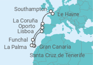 Itinerario del Crucero Europa: Francia, España y Bélgica - NCL Norwegian Cruise Line