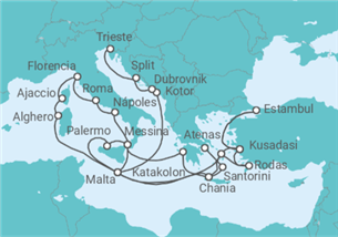 Itinerario del Crucero Lo Mejor del Mediterráneo - Princess Cruises
