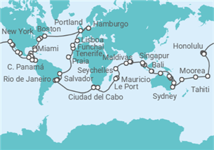 Itinerario del Crucero Vuelta al mundo 2027 - AIDA