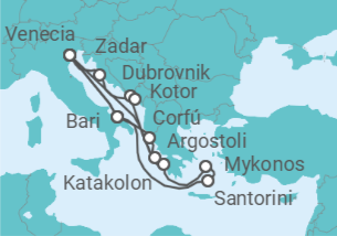 Itinerario del Crucero Italia, Grecia, Croacia, Montenegro - Costa Cruceros