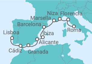 Itinerario del Crucero Italia, Francia, España - NCL Norwegian Cruise Line