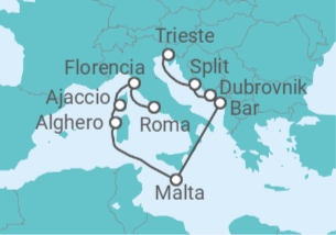 Itinerario del Crucero Mediterráneo con Italia y Croacia - Princess Cruises