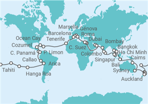 Itinerario del Crucero Vuelta al mundo 2028 - MSC Cruceros
