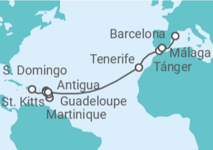 Itinerario del Crucero Desde Santo Domingo a Barcelona - Costa Cruceros
