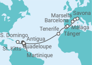 Itinerario del Crucero Antillas, Canarias, Marruecos, España, Francia, Italia - Costa Cruceros