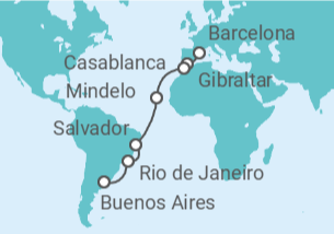Itinerario del Crucero Desde Barcelona a Buenos Aires - MSC Cruceros