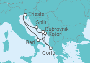 Itinerario del Crucero Montenegro, Grecia, Croacia, Italia - Costa Cruceros
