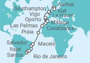 Itinerario del Crucero Desde Itajai a Kiel  - Costa Cruceros
